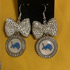 Detroit Lions Rhinedtone Bow Earrings